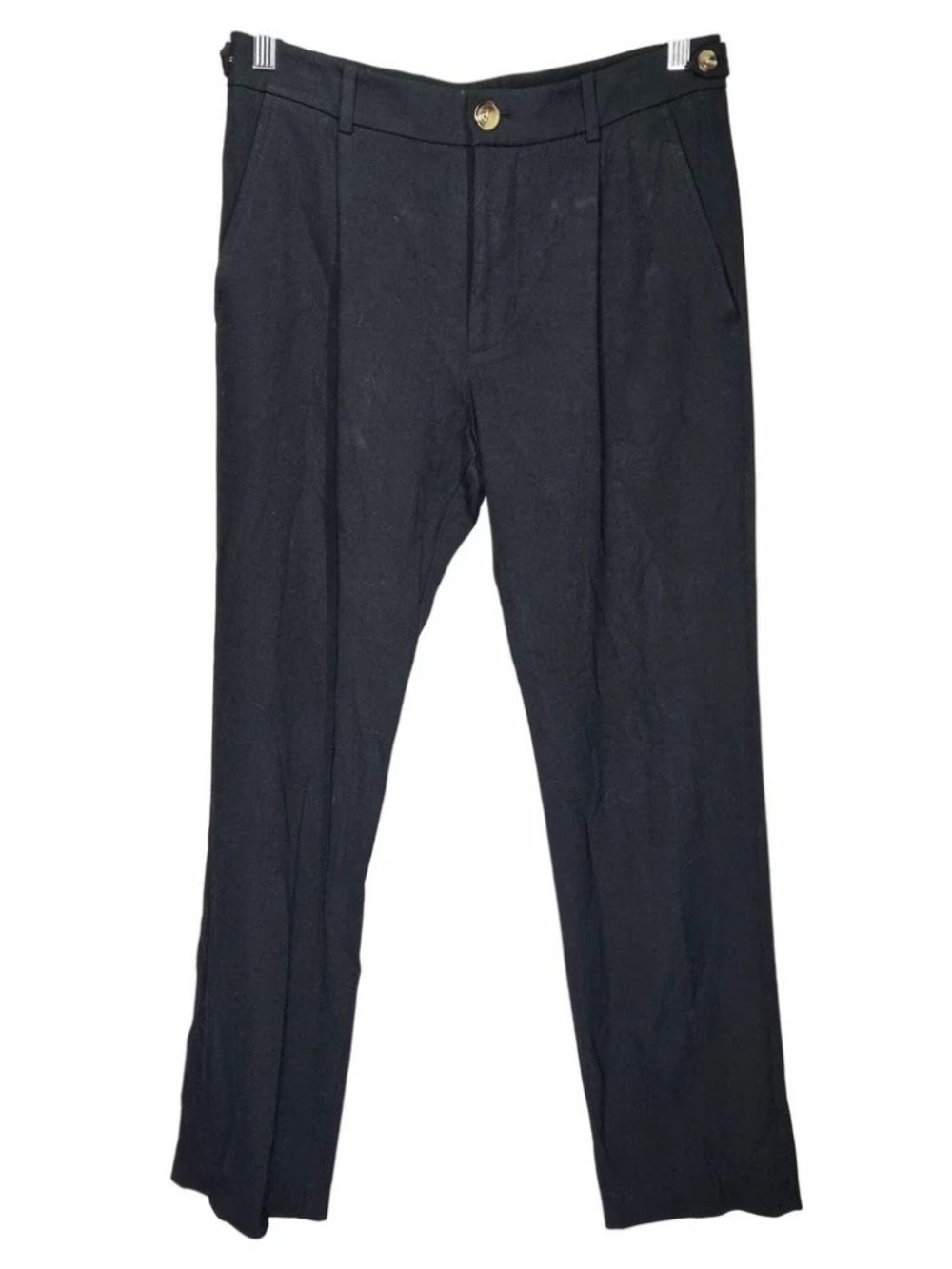 Vince Black High Rise Tapered Pleated Trousers Italian Viscose Size 4